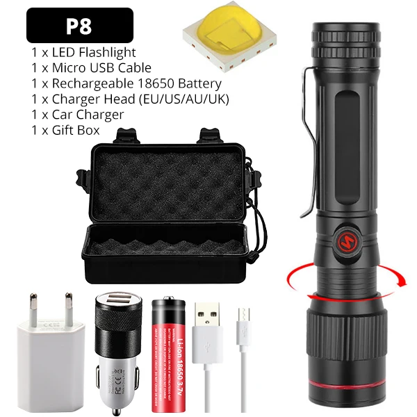 Package B Яркий Перезаряжаемый светодиодный светильник XHP70.2 XHP90, мощный фонарь, водонепроницаемый охотничий светильник, 18650 или 26650 Battey - Испускаемый цвет: Package B