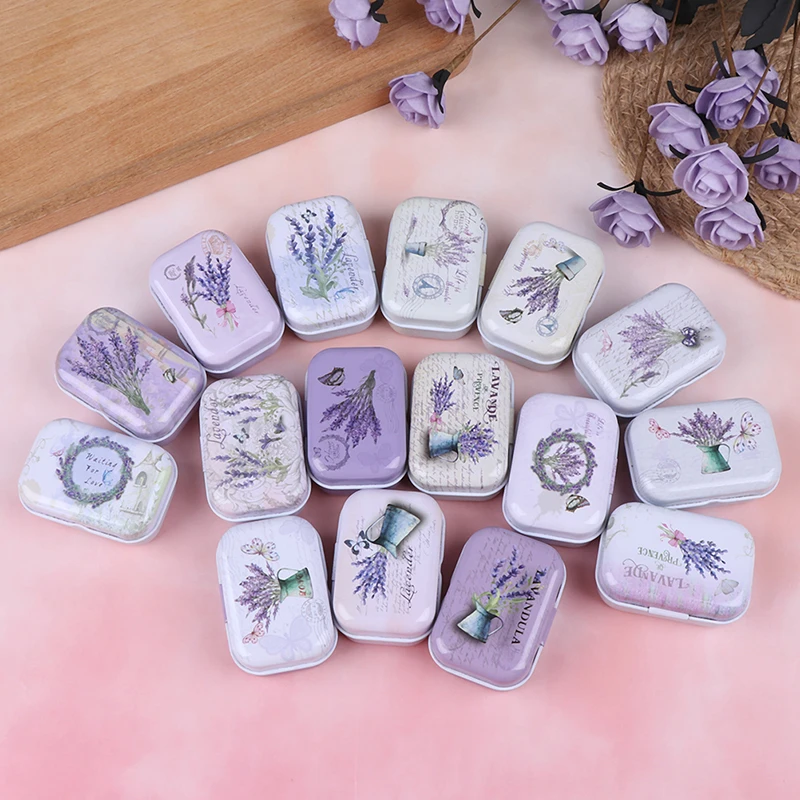 

Lavender Small Empty Tinplate Tin Tea Can Storage Box Organizer for Jewelry Candy Case Storage Tinplate Tin Tea Can organizer