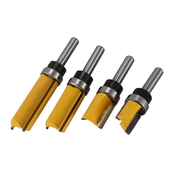 

Promotion! 4Pc 8Mm Shank Template Trim Hinge Mortising Router Bit Straight End Mill Trimmer Cleaning Flush Trim Tenon Cutter For