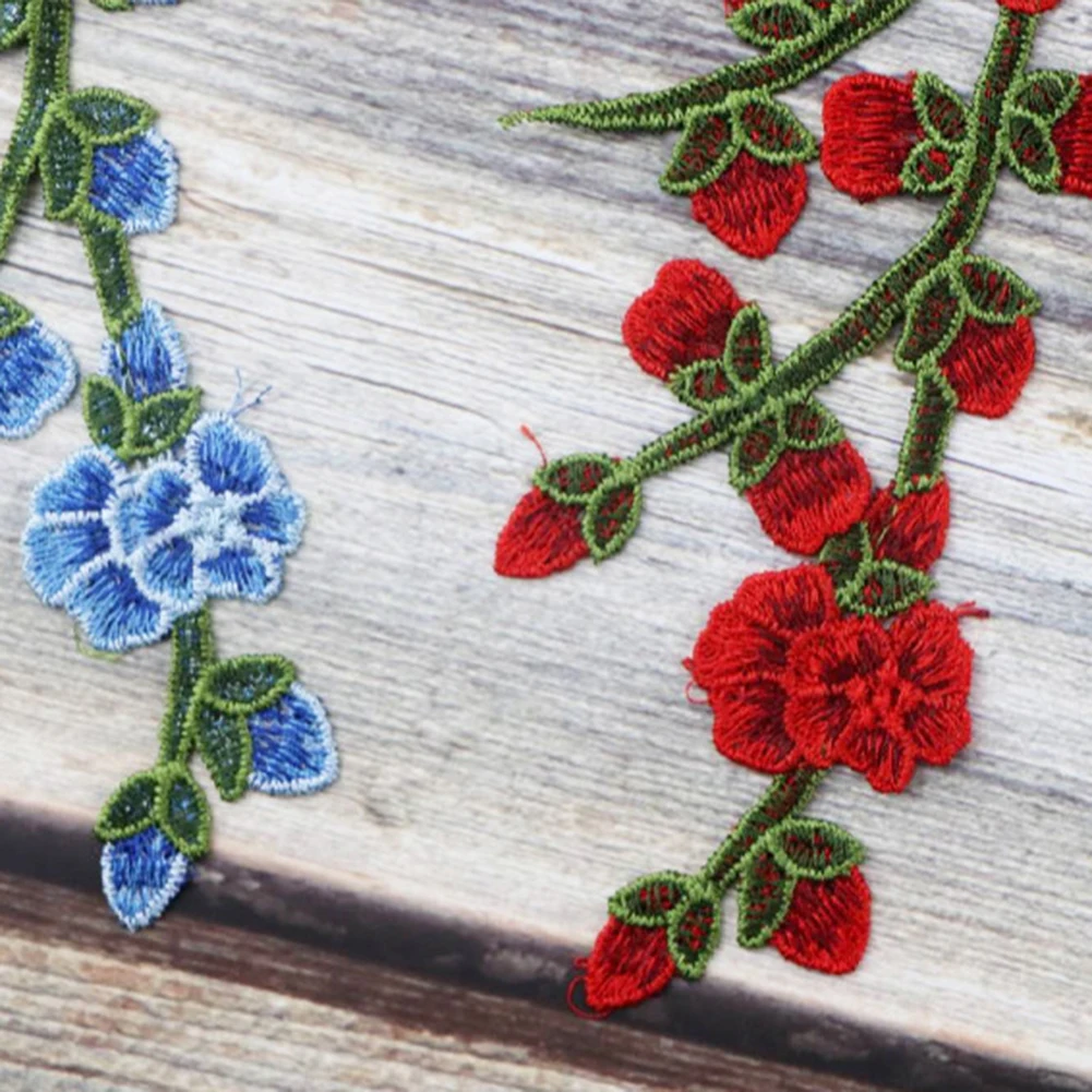 1pc Rose Flower Embroidered embroidery cloth patches Fabric Patches Applique Supplies Chinese Style Craft DIY