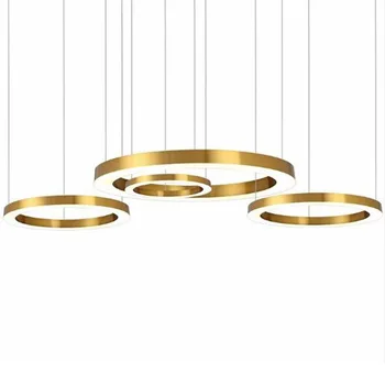 

Manggic ring design modern LED chandelier lamp stainless steel gold chandelier living lighting and projects lights