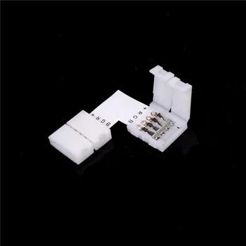 

5pcs 90 Degree Solderless L Shape Corner Connectors rgb 4 pin connectors for 12V 5050 10mm width LED RGB Strip