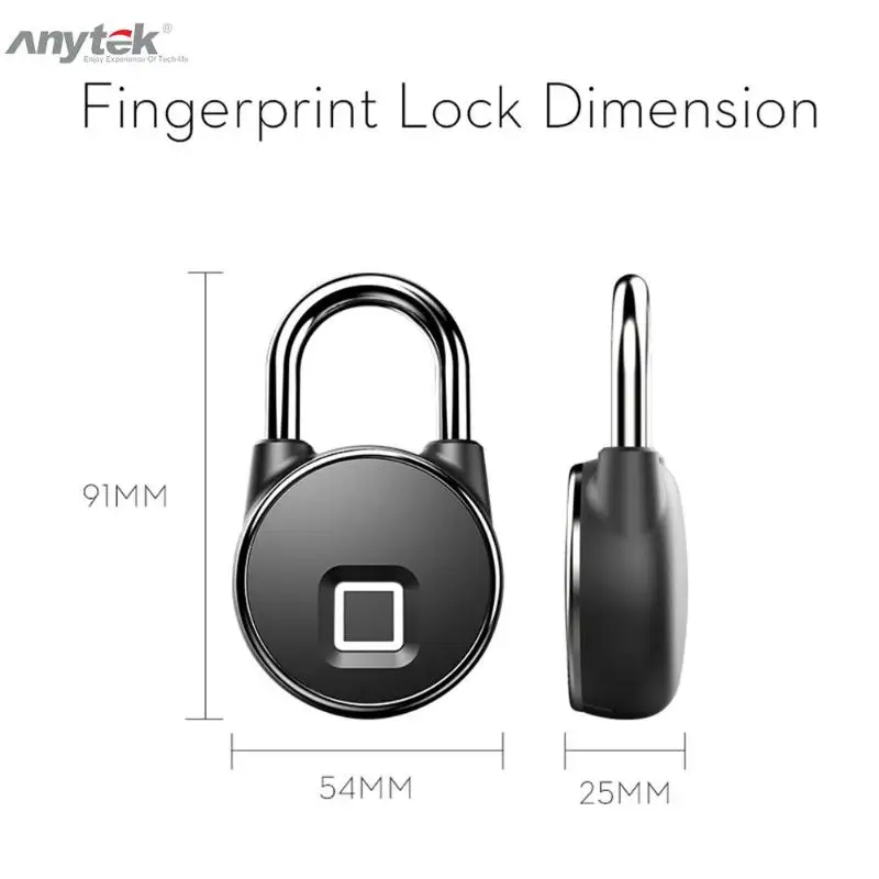 Anytek P22+ USB Bluetooth Смарт-замок без ключа с отпечатком пальца IP66 водонепроницаемый Противоугонный замок безопасности для Android Apple