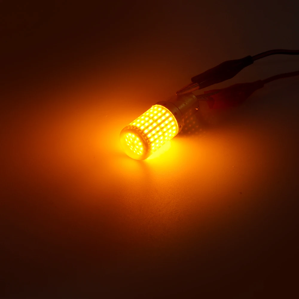 2 шт. T20 7440 W21W светодиодный лампы 3014 144smd светодиодный CanBus 1156 BA15S P21W BAU15S PY21W светодиодный светильник для автомобилей сигнала поворота светло-желтый