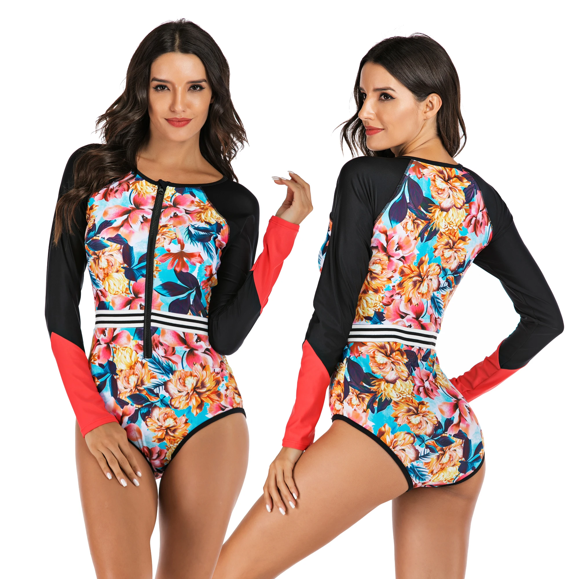 

Sexy Swimwear Women One Piece Swimsuit Long Sleeve rashguard Monokini surfing Swimming Suit For Ladies Beach Wear Bathing Suit