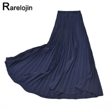 Весенне-летняя юбка, новая Корейская женская мода, однотонная, плюс размер, милая плиссированная юбка, высокая талия, длинные юбки, Женская юбка, одежда