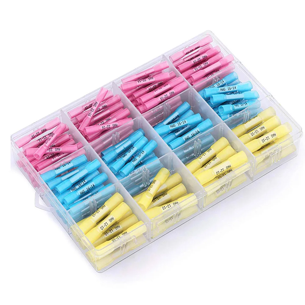 

200PCS AWG 22-10 Heat Shrink Solder Terminals Waterproof Solder Sleeve Tube Electrical Wire Insulated Butt Connector