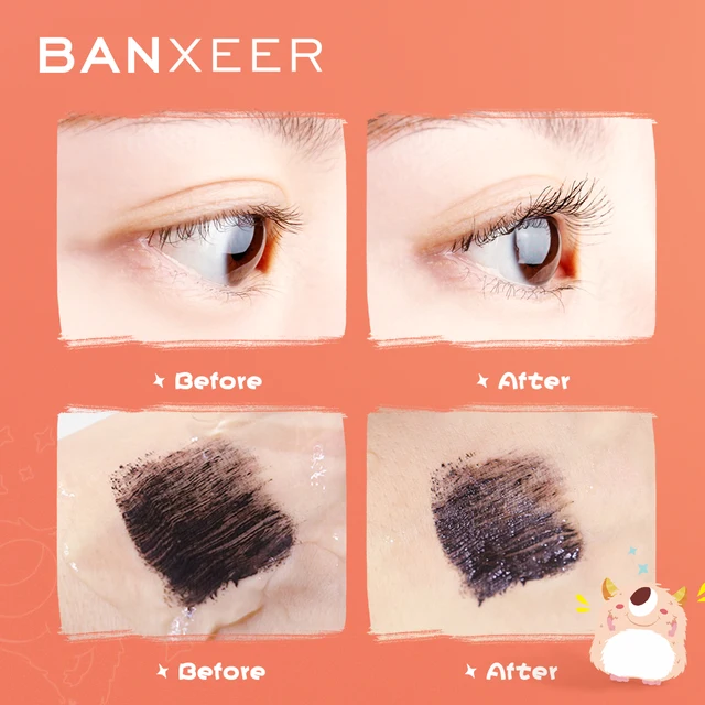 BANXEER Ultra-Fine Eyelashes Long Mascara 4D Silk Fiber Waterproof Curling Mascara Volume Extension Female Cosmetics Makeup 2