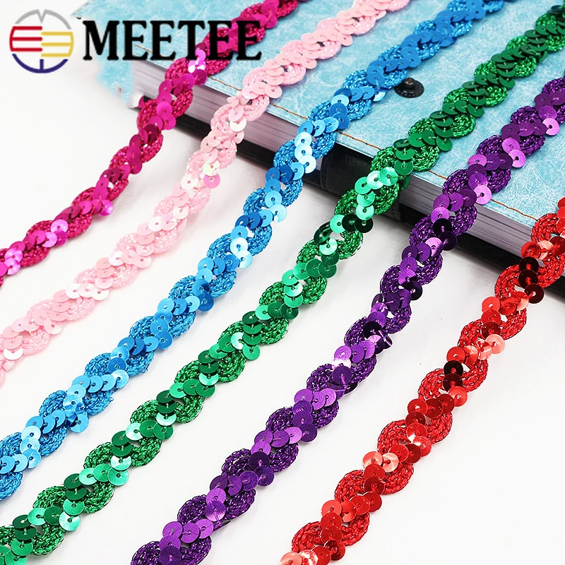 

25Meters 15mm S Wave Sequins Lace Trims Gold Silver Lace Ribbons Webbings Tapes For Stage Dance Dress DIY Sewing Accessories
