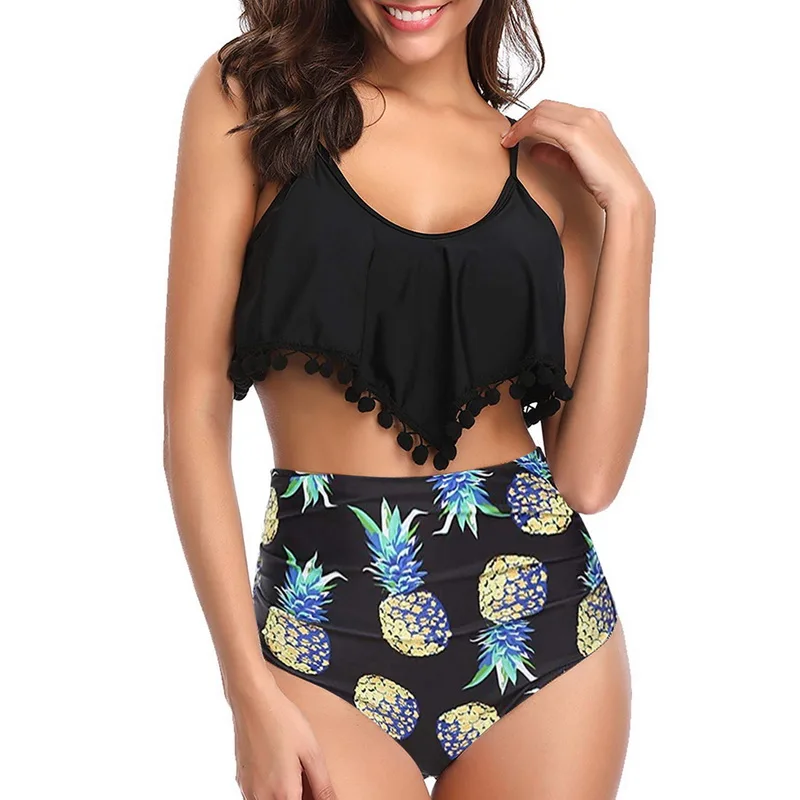 VERTVIE Swimwear Women Bikini 2020 High Waist Swimsuits Ruffle Bikinis Swimming Suit For Womens Tankinis Biquini Bathing Suits