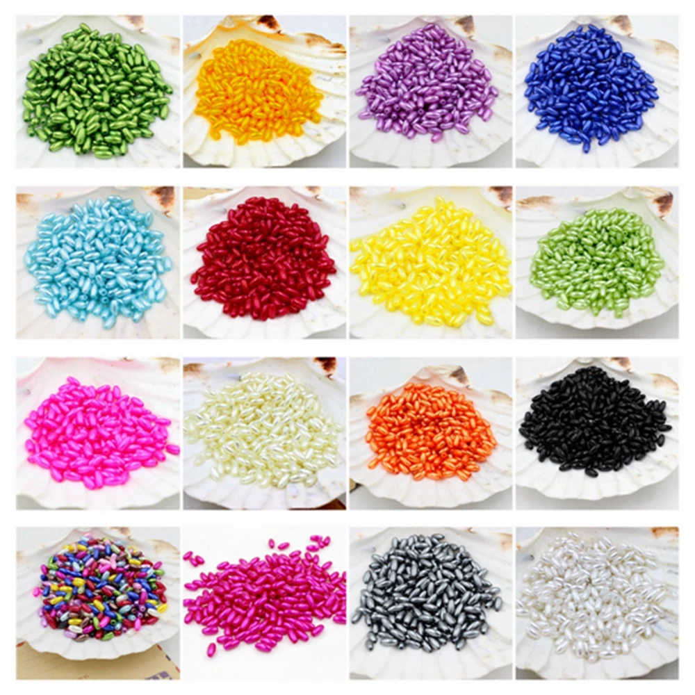 

Multi 4x8mm 200pcs/400Pcs Rice Beads Imitation Pearls Beads Dress Loose Beads Crafts For Diy Decoration