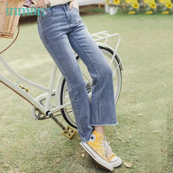 

INMAN Vintage Artsy 2020 Summer New Arrival High Waist Fashion Flare Fur Women Jeans Pants