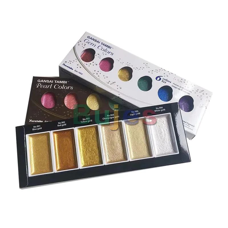 Pigmento ZIG Kuretake Gansai Tambi Tinta Aquarela Starry/Pearl/Gem Colors Suprimentos Para Arte De Pigmentos Solidos Japoneses