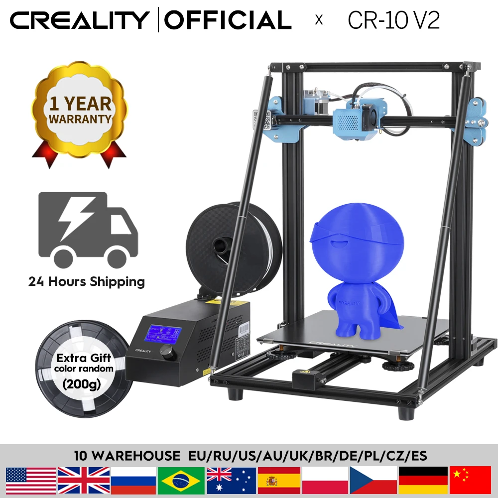 3D-принтер CREALITY CR-10 V2 принтер большой размер печати бесшумная материнская плата