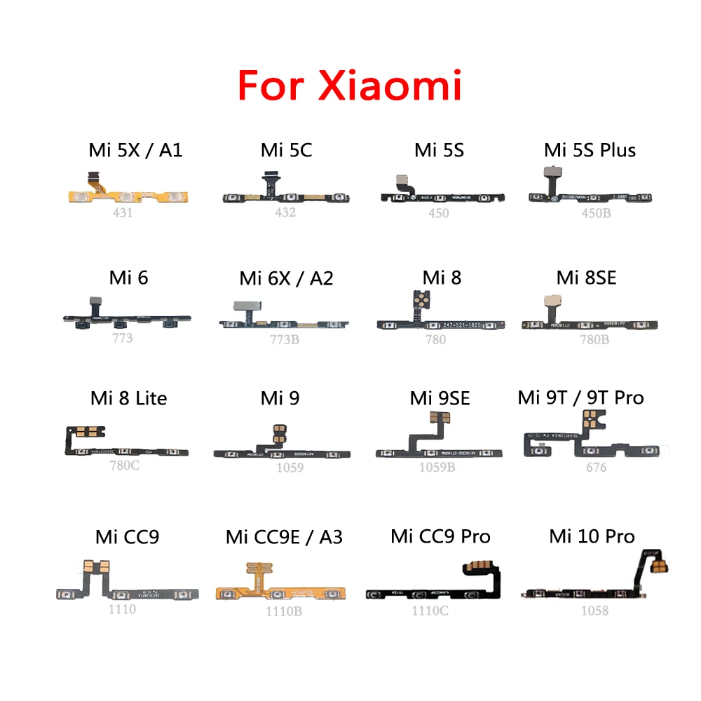Power Button Switch Volume Mute On / Off Flex Cable For Xiaomi Mi 9T Pro 9 9SE 8 Lite 8SE 10 CC9 CC9E A3 5X A1 6 6X A2 5S | Мобильные