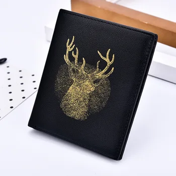 

Wallet Men Brieftasche Short Wallet Leather Porte Feuille Homme Simple Tide Porte Monnaie Natural Unrestrained Deer Printinting