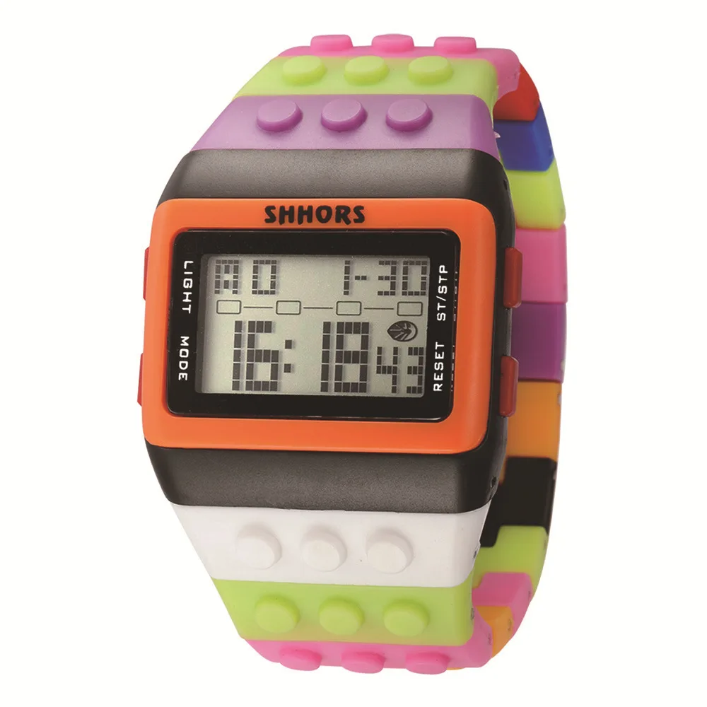 

Hot Sales-Style Creative for Both Men And Women Watch Square Dial Building Blocks Electronic Watch