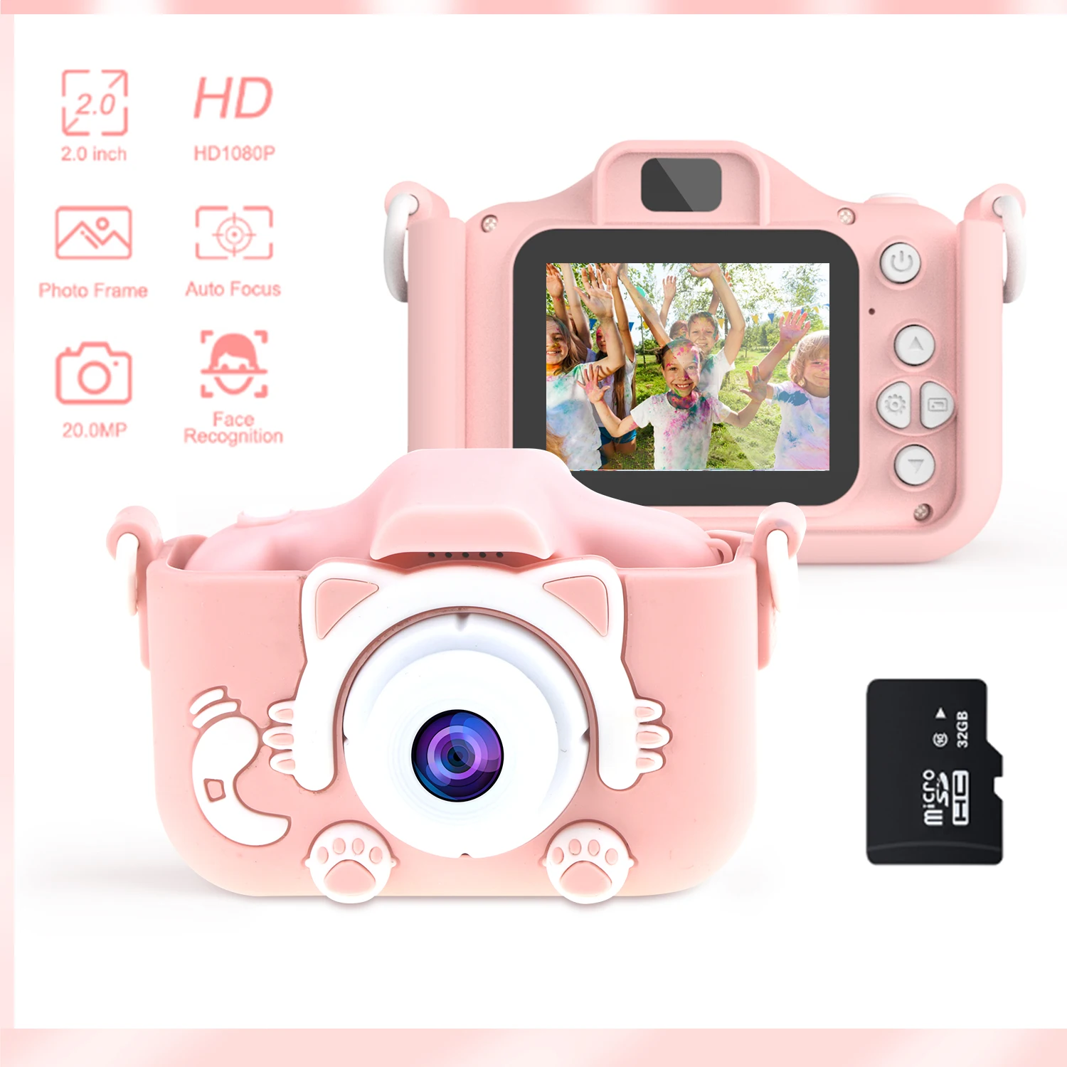 

Upgrade Kids Selfie Camera,Christmas Birthday Gifts for Child, HD Digital Video Cameras for Toddler, Portable Toy with 32GB Card