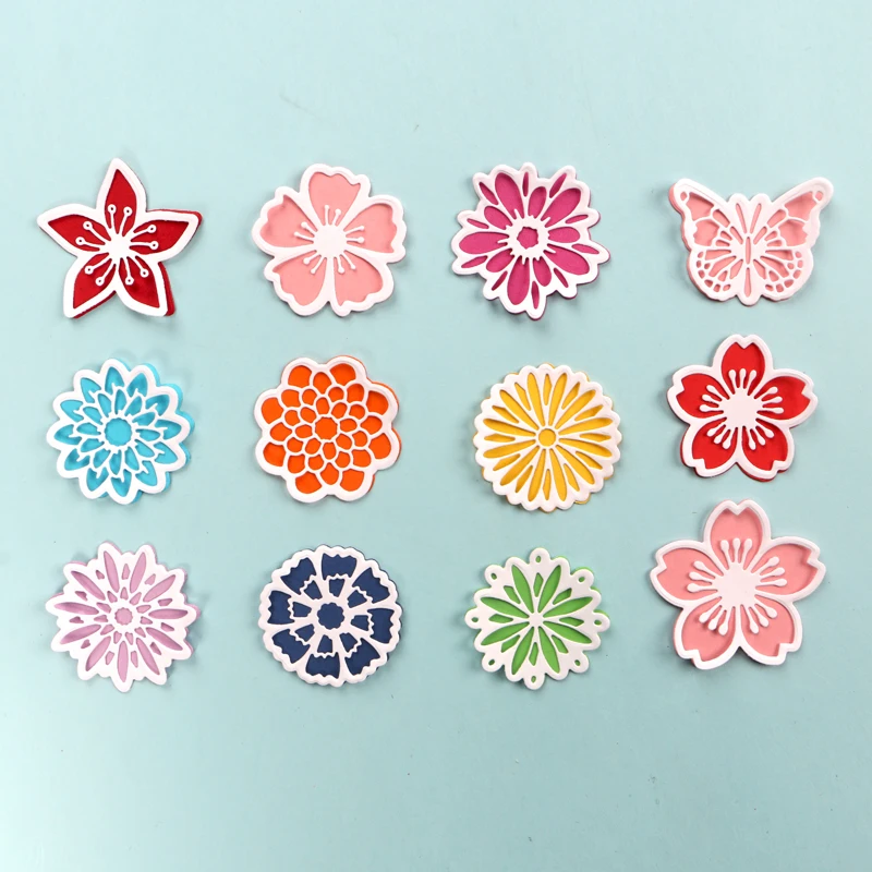 DUOFEN 금속 절단 다이 다양한 컷 아웃 꽃과 나비 스텐실 DIY 종이 공..