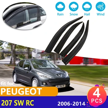baratas 4x Janela Defletores Viseira Ventilação Toldos Guarda Acessórios Do Carro Para Peugeot 207 Sw Rc 2006 2007 2008 2009 2010 2011 2012 2013 2014
