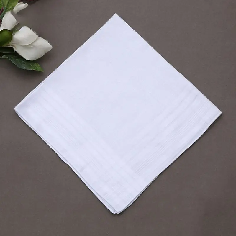  12Pcs/Set 40x40cm Men Women Cotton Handkerchiefs Pure Hankies Jacquard Striped Pocket Square Towel 