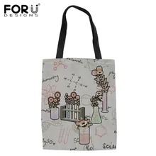 FORUDESIGNS/Пастельная Цветочная химия, многоразовая складная сумка для похода в магазин, женская сумка через плечо, Хлопковая сумка для покупок