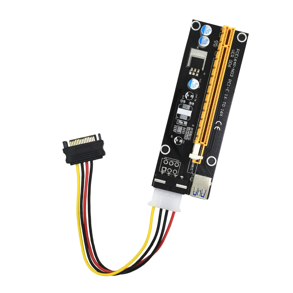 TISHRIC PCI-E extender pcie PCI Express Riser Card 1x to 16x USB 3.0 SATA to 4Pin IDE Molex Adapter for Mining Bitcion Miner