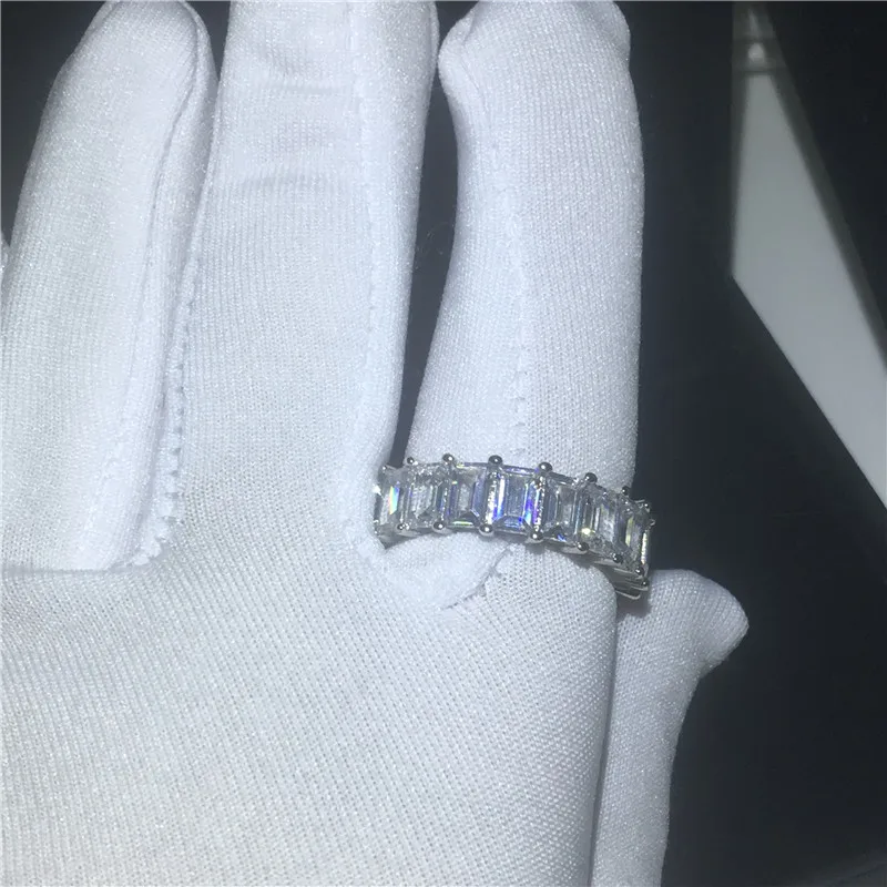 Vecalon, кольцо, 925 пробы, серебро, бижутерия, Emeald cut, AAAAA, cz Engagment, обручальное кольцо, кольца для женщин, свадебные, вечерние, ювелирные изделия