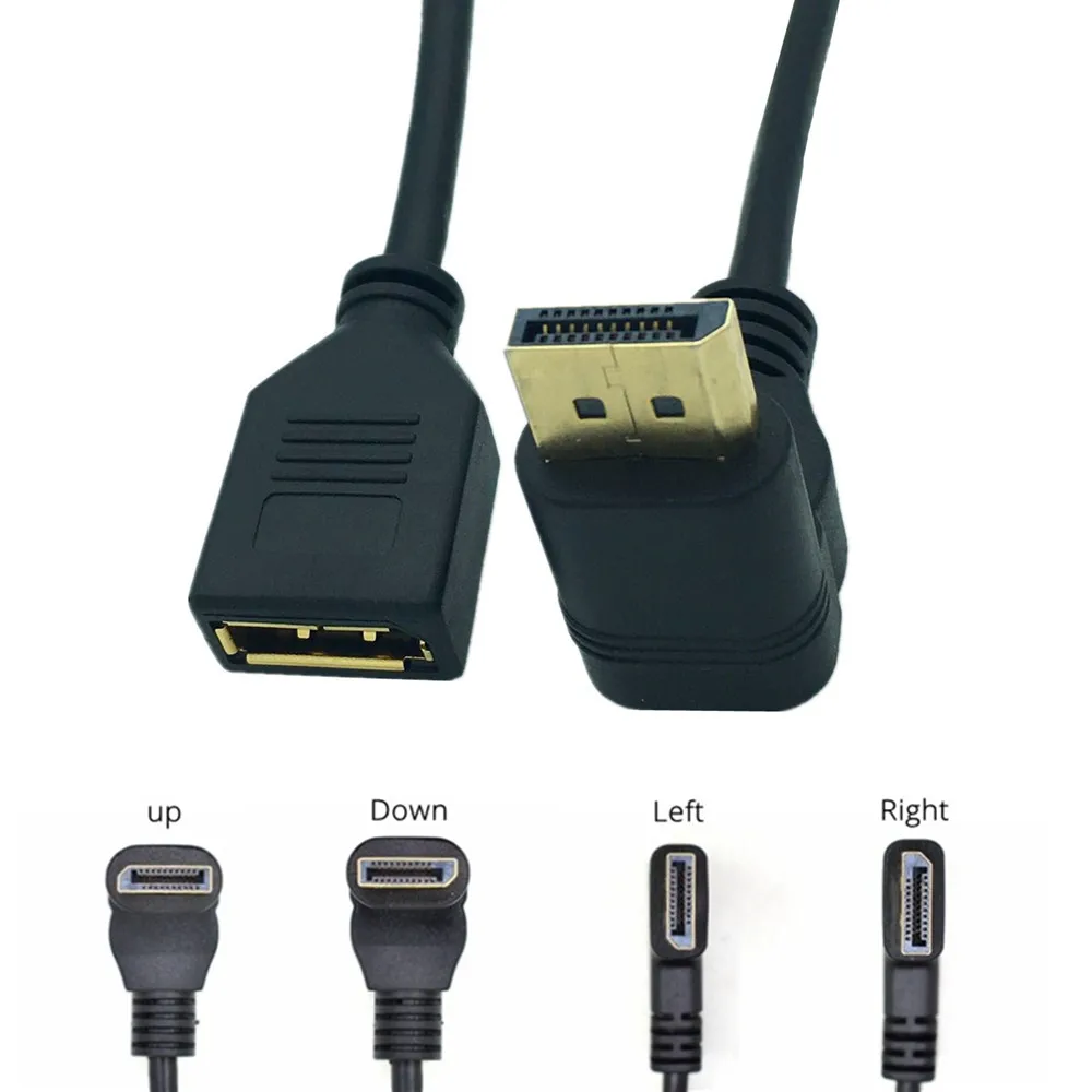 

DP Extension Cable, DisplayPort Male to Female Right Angle 90 Degree Extension Cable, 0.3m, Black