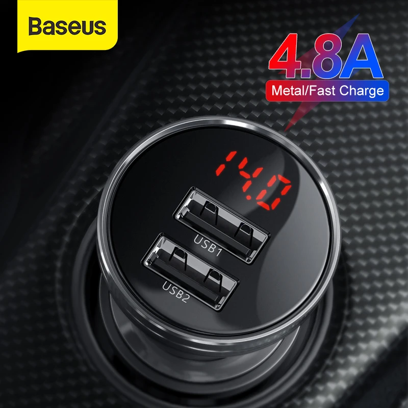 Автомобильное зарядное устройство Baseus 4.8A 24 Вт двойное быстрое USB для авто