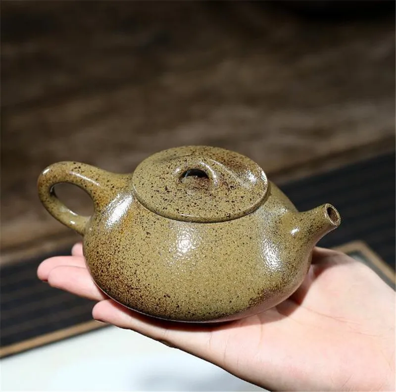 Chinese Yixing tea pot purple clay Stone scoop teapots Retro Firewood kiln change Handmade kettle customized Authentic 240ml