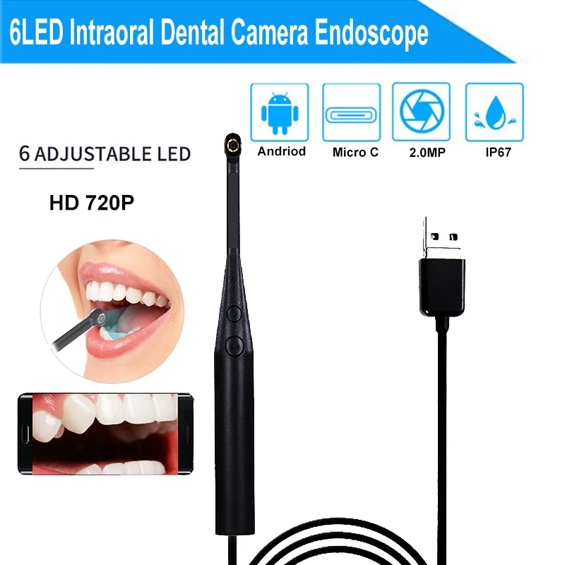 2MP 720P Интраоральная стоматологическая камера эндоскоп 6LED USB микро проверка для