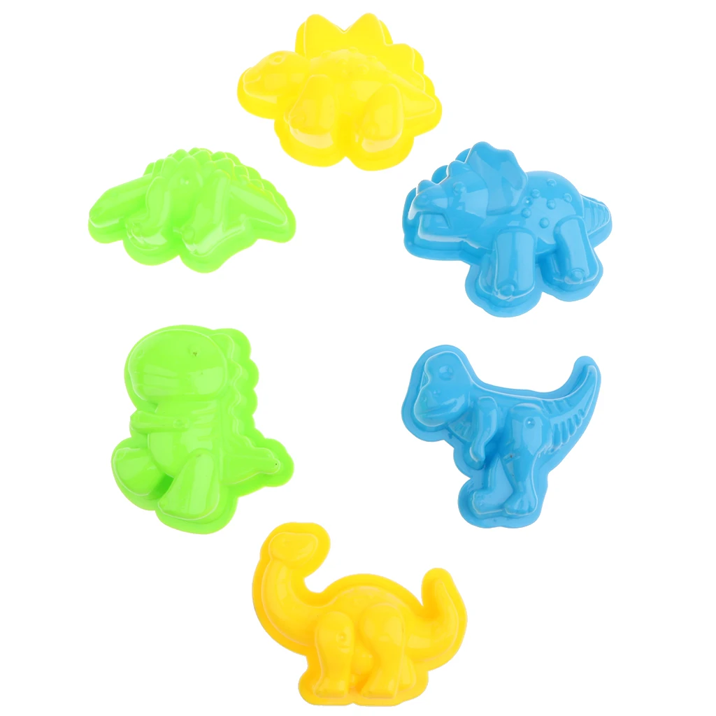 6pcs Assorted Creative Beach Play Set Dinosaur Sand Molds Kids Outdoor Toys