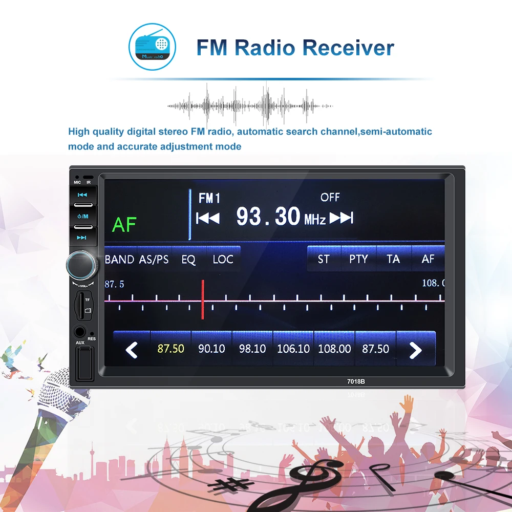 Autoradio 2 din Cassette Recorder Car Radio HD 7 7018B Touch Screen Car Audio Bluetooth Rear View Camera MP5 multimedia Player