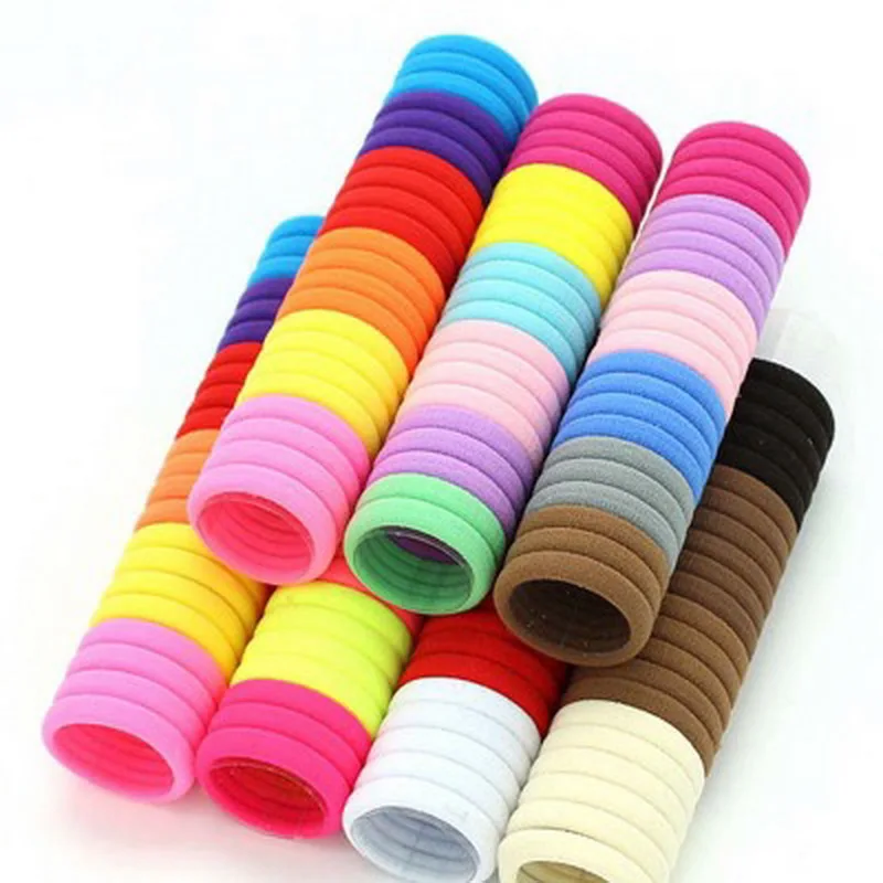 50 unids/pack niños sólida cinta de goma de Color bebe bandas elásticas  gomillas pelo niñas