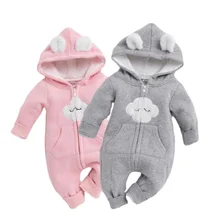 Barboteuse à capuche pour bébés garçons et filles, vêtements chauds unisexe