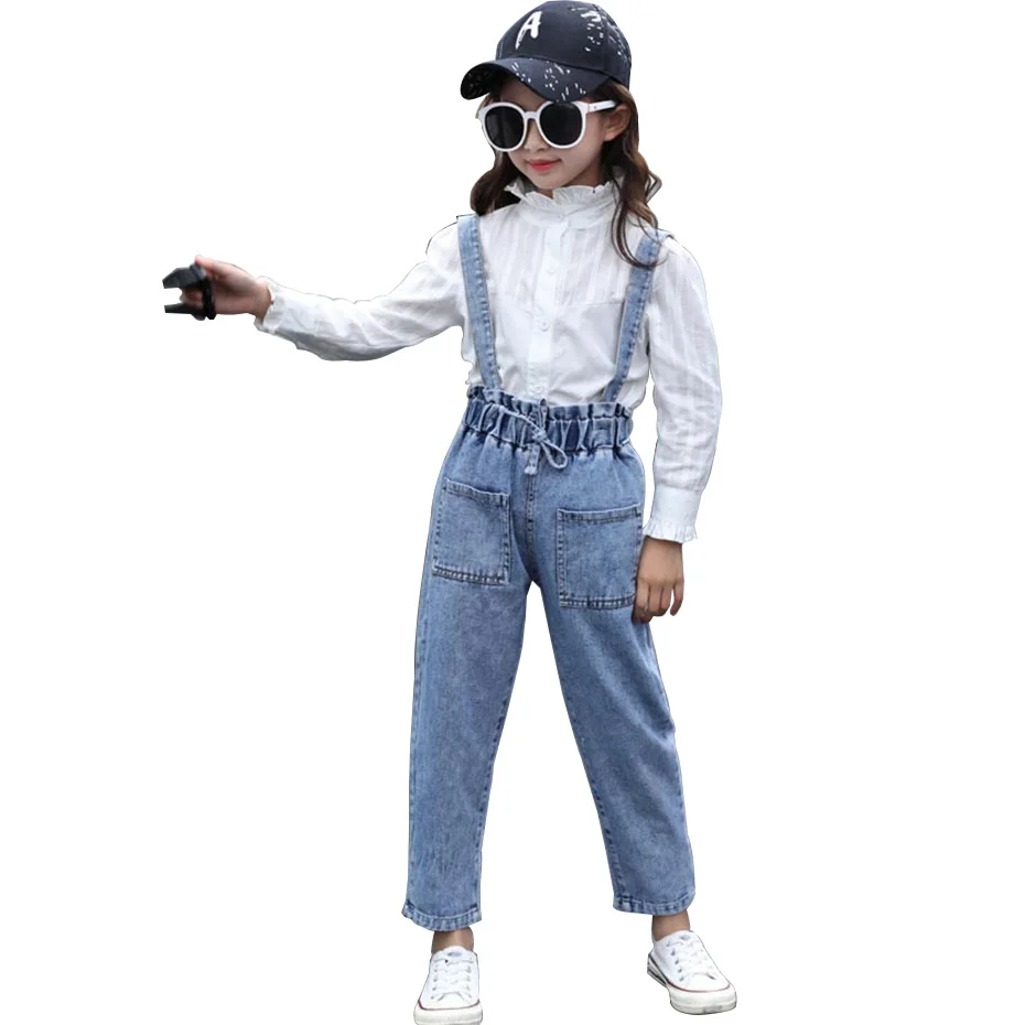 Denim Overalls Jeans Jumpsuits Rompers Pants Teenage Girls Children Big for Clothing