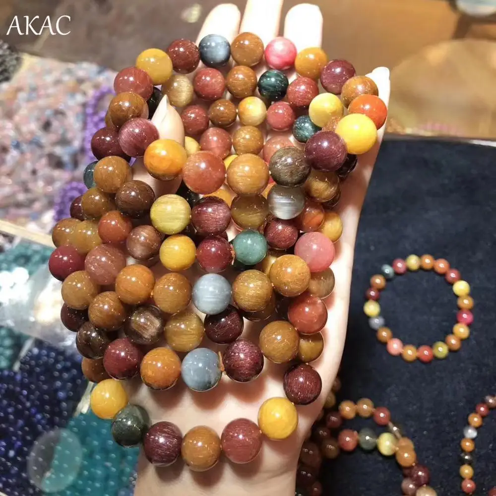 

Free shipping approx12mm A natural mix color rutilated quartz bracelet for women men bracelet
