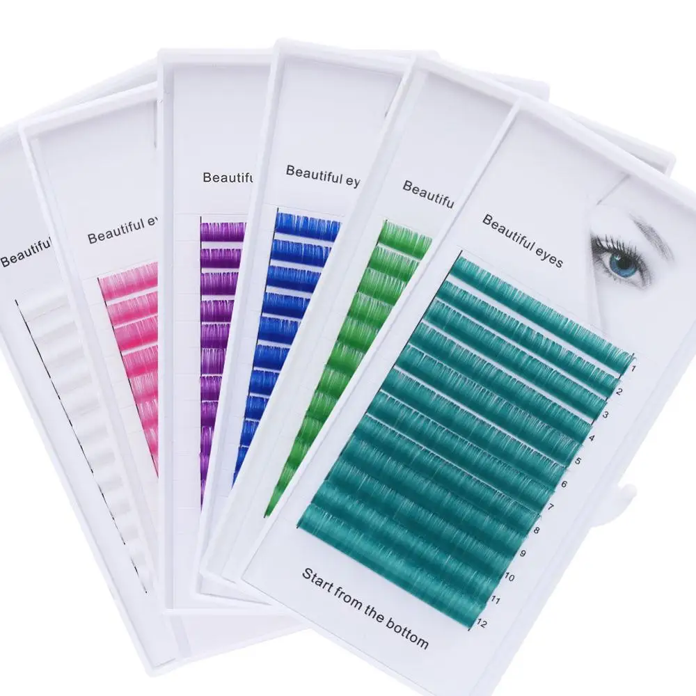 

Lash C/D curl 0.07 8-13mm False Lashes Blue+Green+Eyelash+White Individual Colored Lashes Faux Eyelash Extensions Makeup Tools