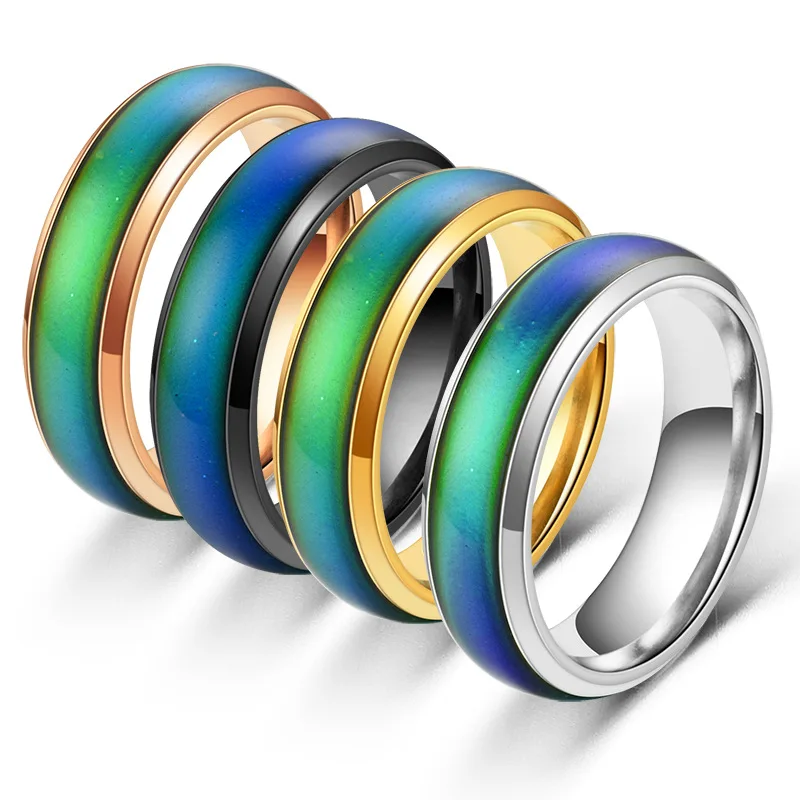 

Stainless Ring Changing Color Mood Rings Feeling / Emotion Temperature Ring Smart Jewelry Factory Direct Sale