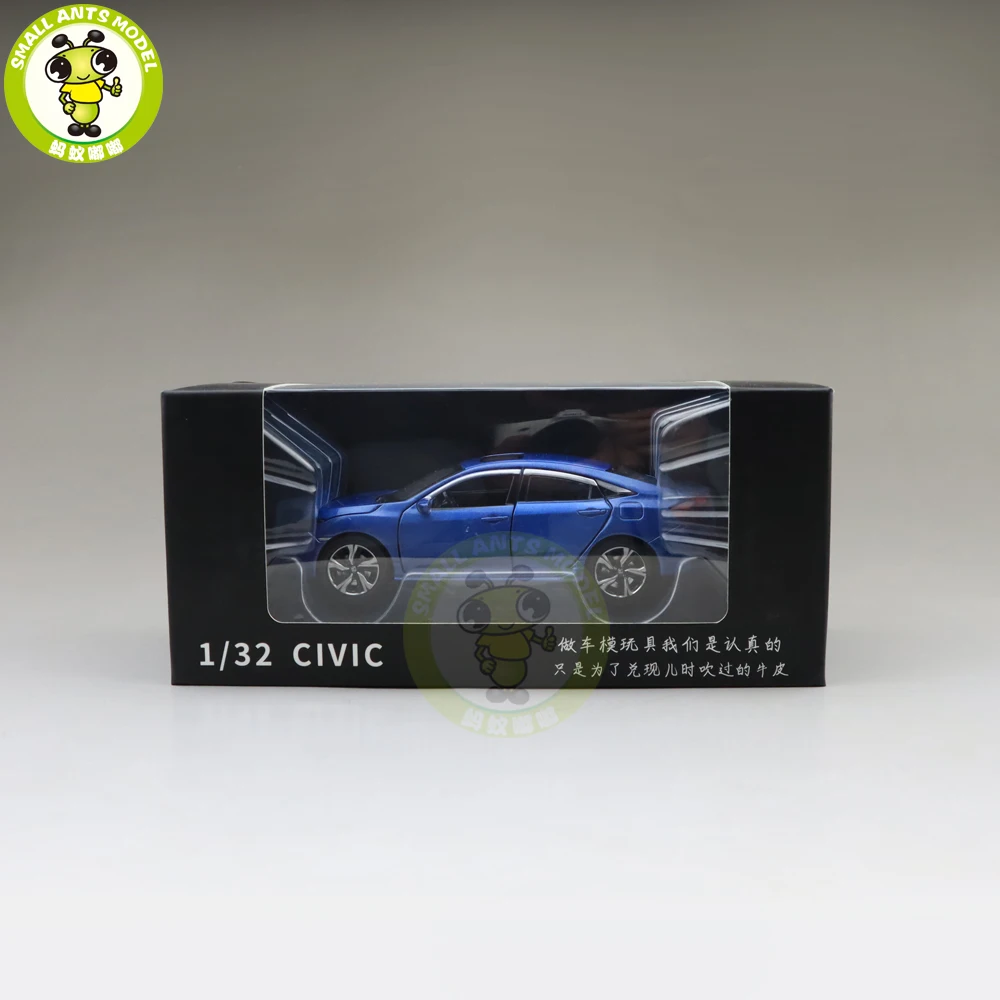 1/32 Jackiekim CIVIC литая под давлением Металлическая Модель автомобиля игрушки Дети Звук освещение подарки - Цвет: Blue(with box)