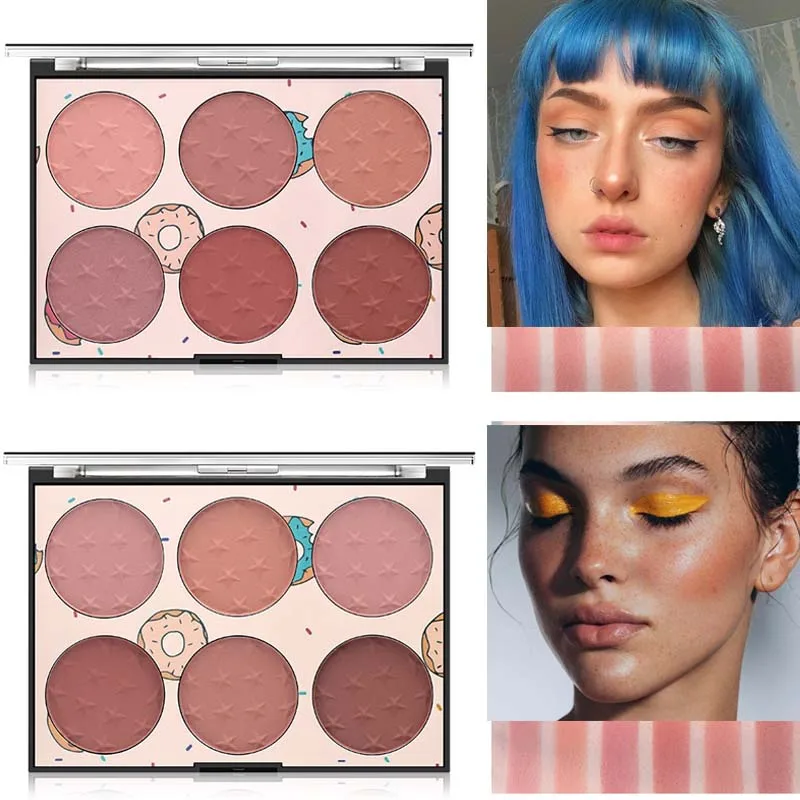 

6 color matte blush face blush contour makeup long-lasting natural shimmer cream blush delicate non-flying powder blush makeup