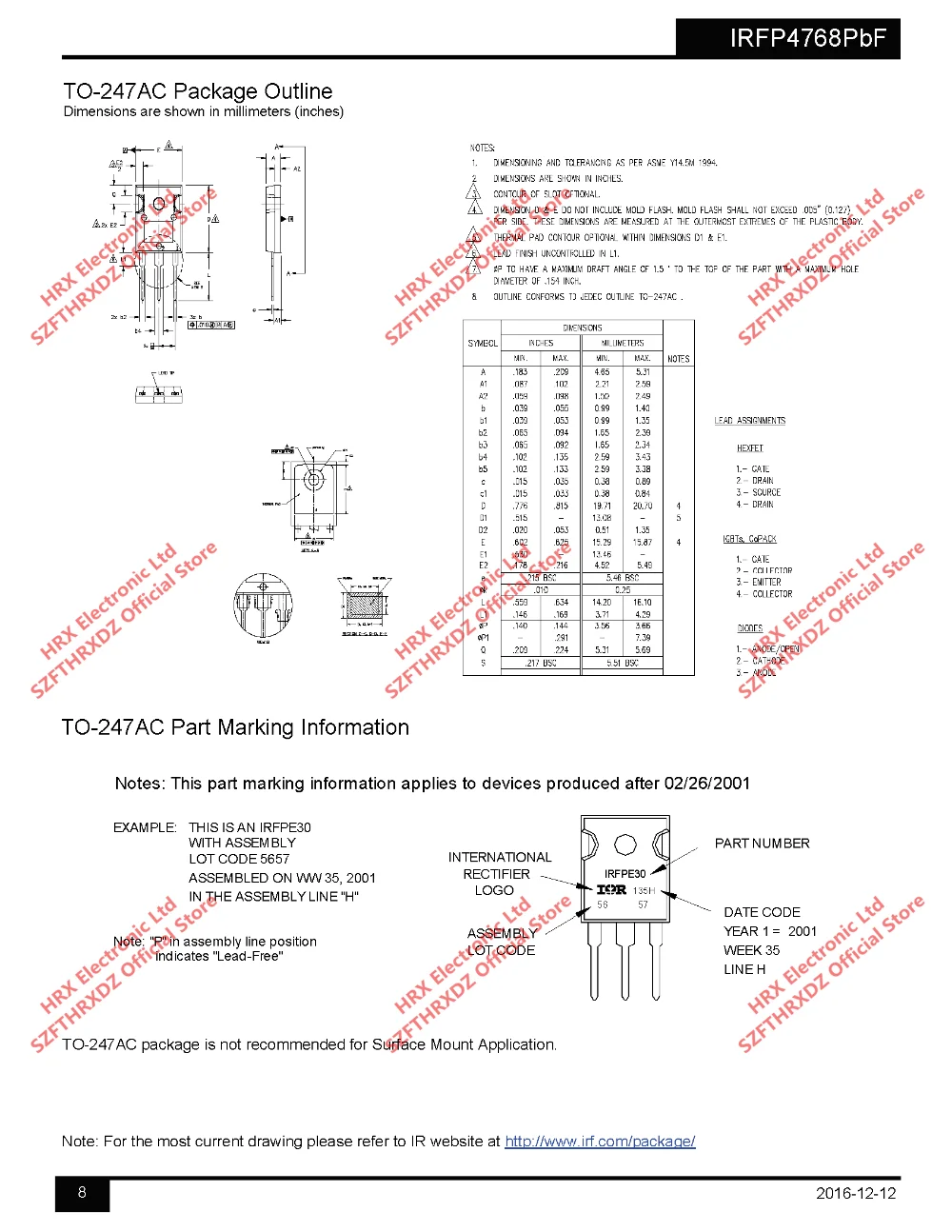 IRFP4768PBF TO-247 IRFP4768 TO247 MOSFET MOSFT 250V 93A 21mOhm 195nC Qg 25 шт/трубка(25 шт