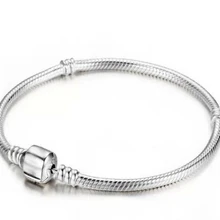 925 пробы серебро браслет цепочка Снейк Лобстер базовый браслет для шармов Fit Для женщин с очаровательной бусинкой Модные украшения