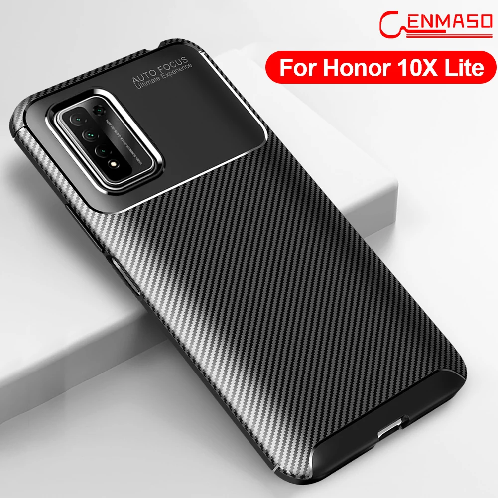 

For Huawei Honor 10 X Lite Case Carbon Fiber Texture Silicone Shockproof Back Cover For Huawei Honor 20 8X 8A 10i Case Capa