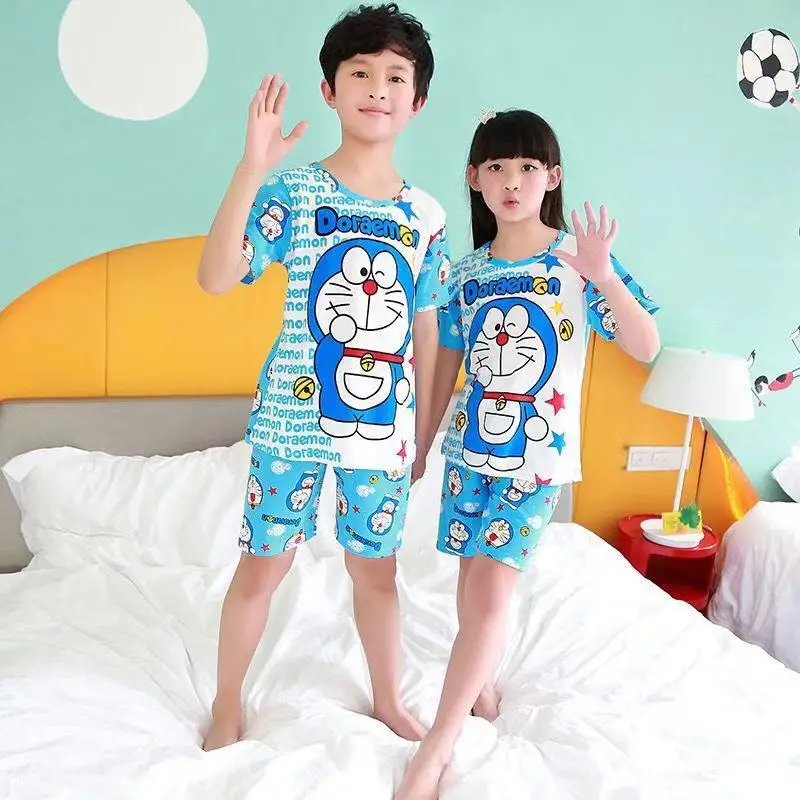 Детская Пижама с Микки Маусом, комплект повседневной одежды для маленьких мальчиков и девочек с героями мультфильмов, костюм детский комплект пижамы с короткими рукавами