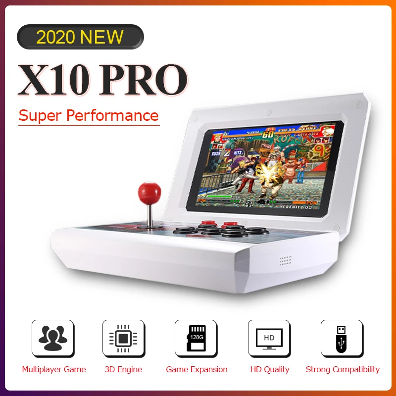 Игровой Ретро плеер X10 Pro 2021 дюймов HD экран 10 1 бит 128 аркадных 2D/3D игр супер игровая