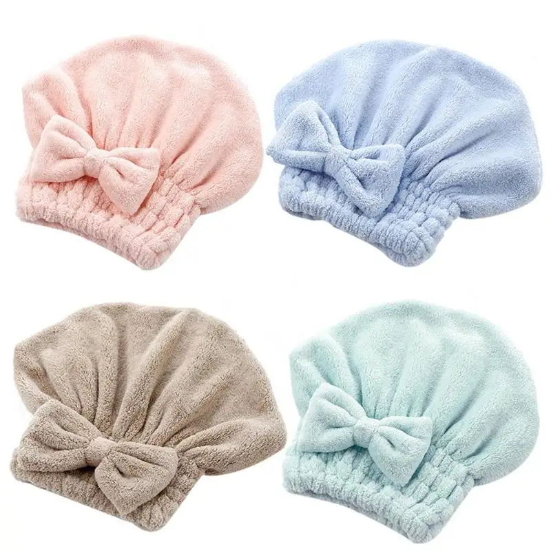 Coral Velvet Quickly Hair Drying Dryer Shower Hat Wrapped Towel Bathing Cap
