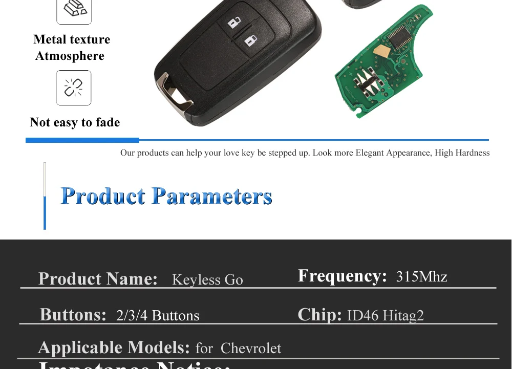 Keyforkess Keyless Go Car Completa di Smart Chiave di Vibrazione A Distanza per Chevrolet Cruz Aveo Camero Malibu Buick Verano Encore 315Mhz ID46 Circuito Integrato - H651c781a2f984421b76376584b47f6e4s