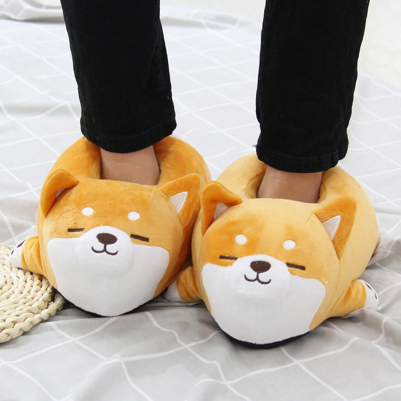 Funny Slipper 2021 Cute Soft Cute Lazy Shiba Inu Dog Slippers Animal Puppy Home Plush Cotton Shoes soft sole indoor slippers